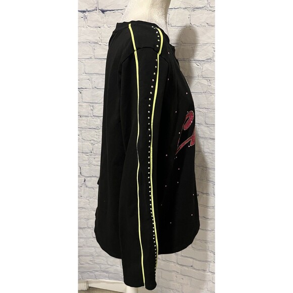 TALK OF THE WALK Sequin And Rhinestone Cheers Long Sleeve Top Size Large - Picture 6 of 9